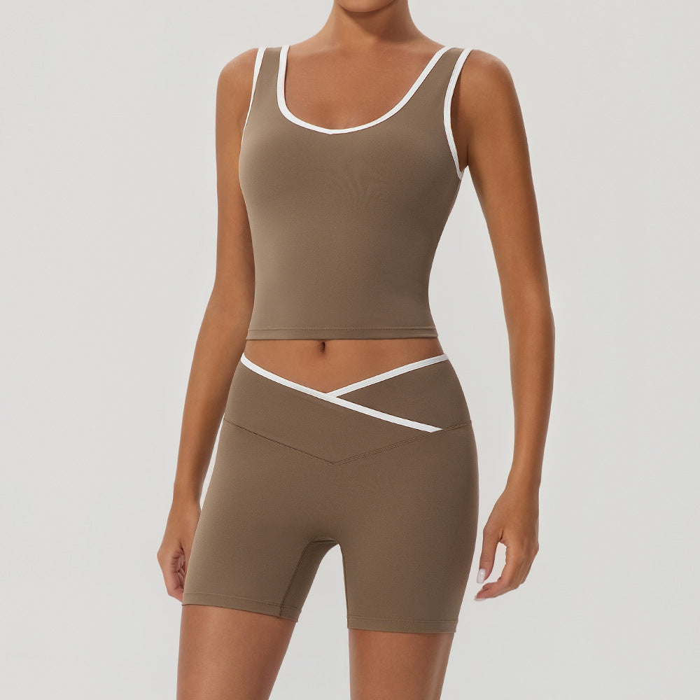 Women's Contrast Color Yoga Set with Jacket
