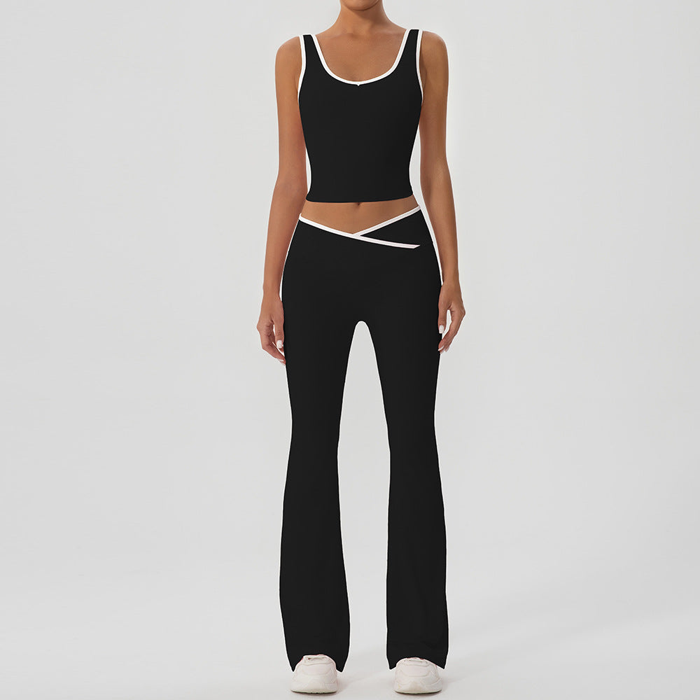 Women's Contrast Color Yoga Set with Jacket