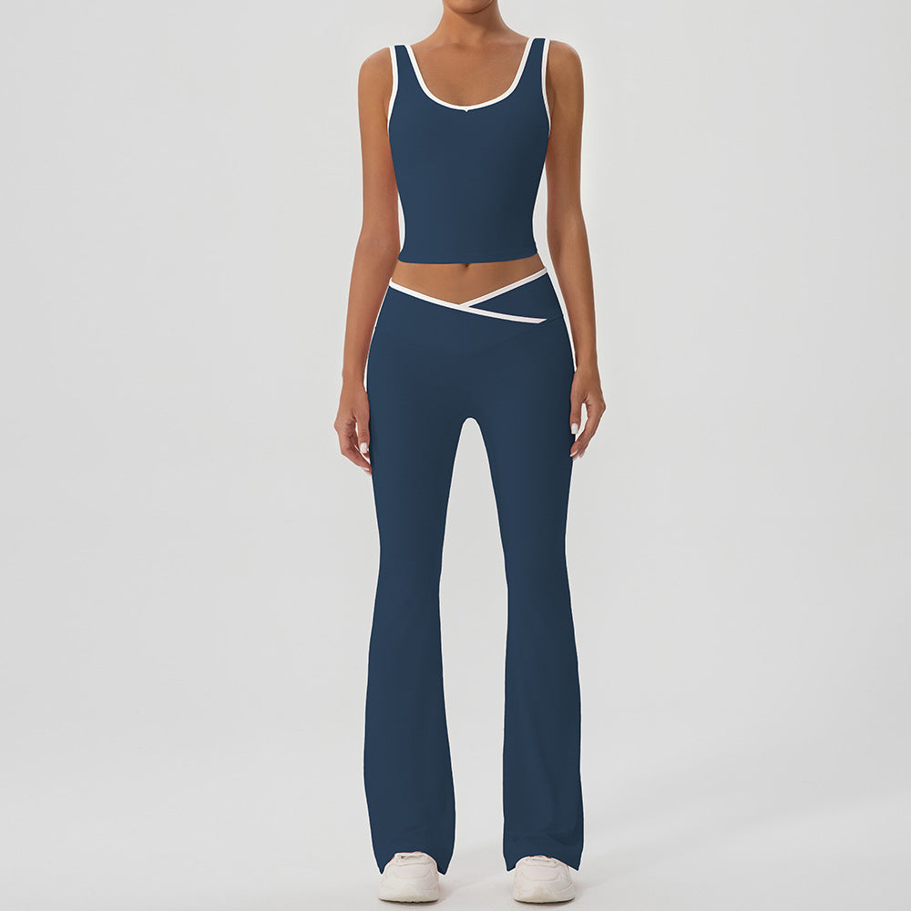 Women's Contrast Color Yoga Set with Jacket