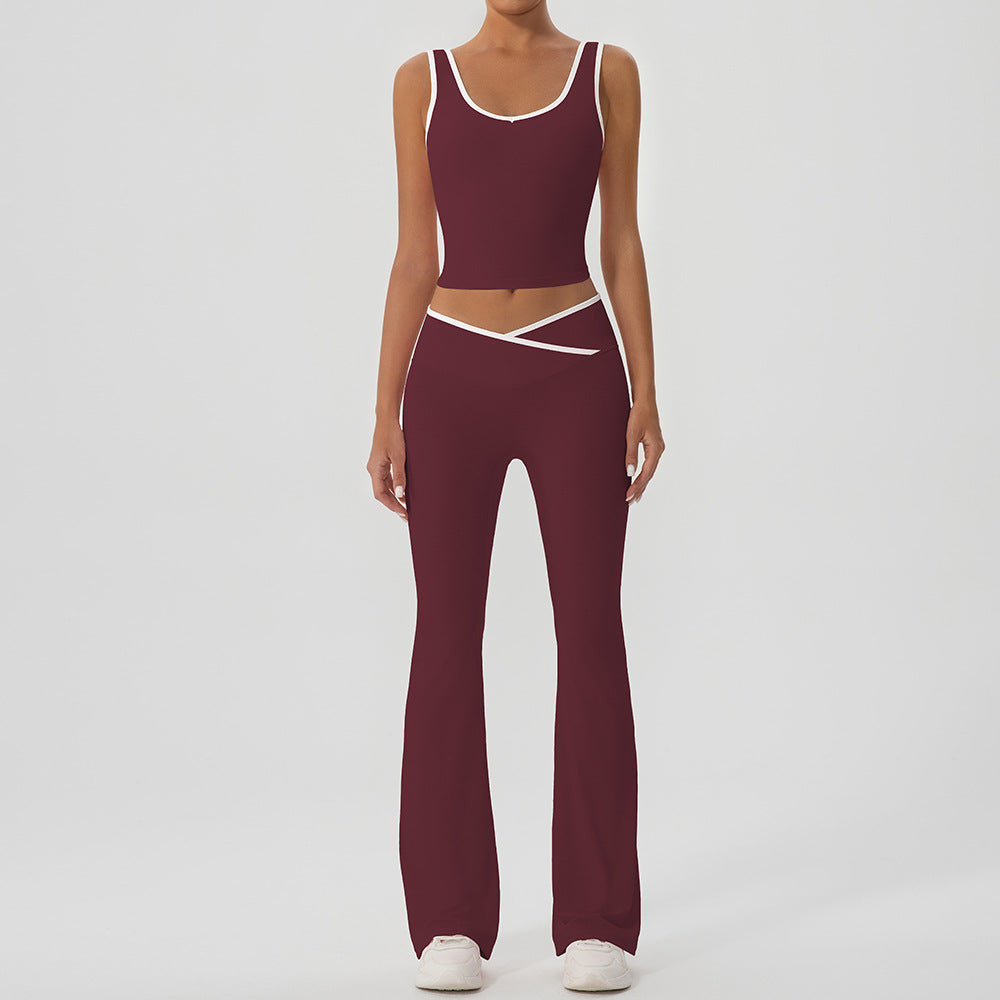 Women's Contrast Color Yoga Set with Jacket