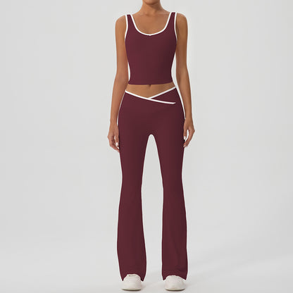 Women's Contrast Color Yoga Set with Jacket