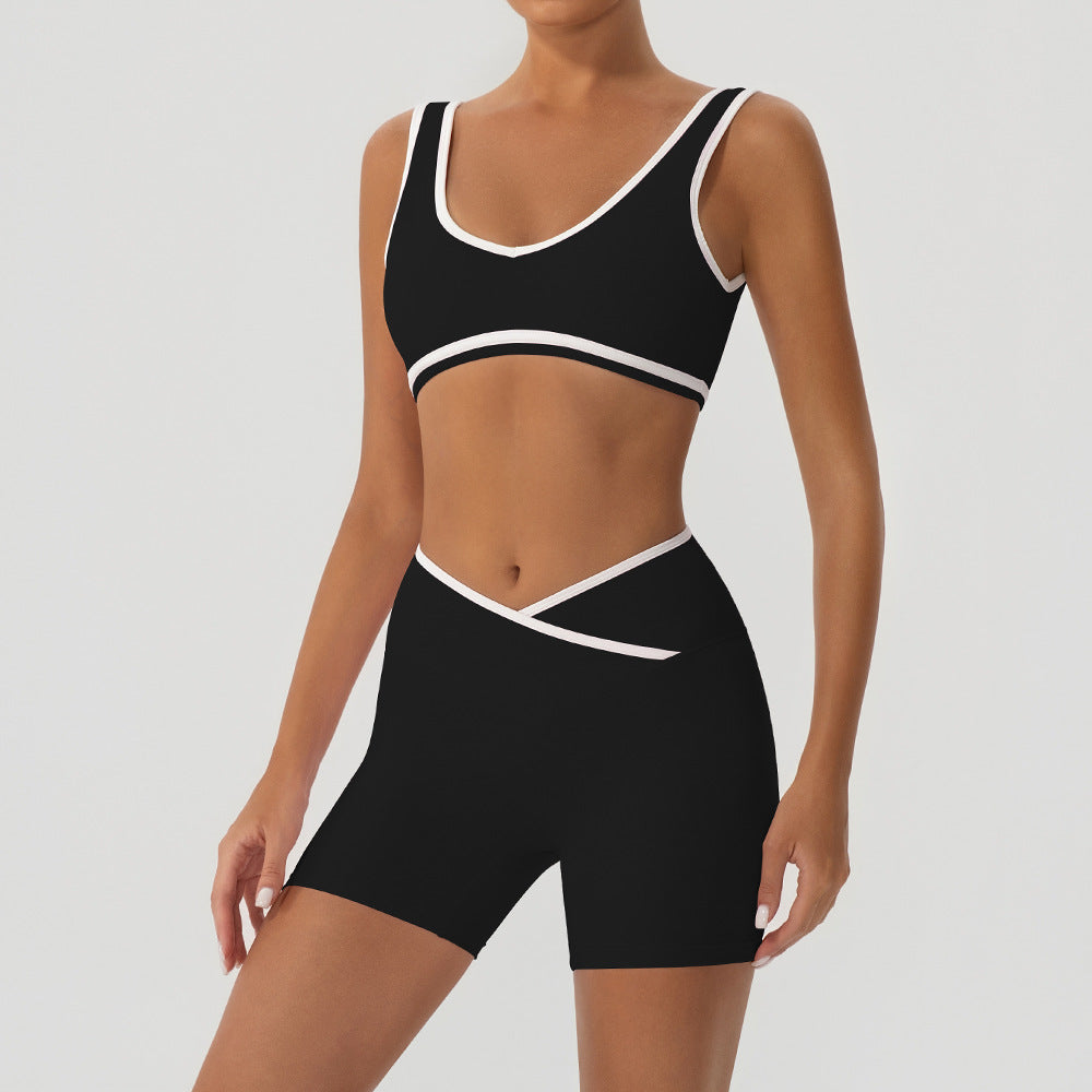 Women's Contrast Color Yoga Set with Jacket