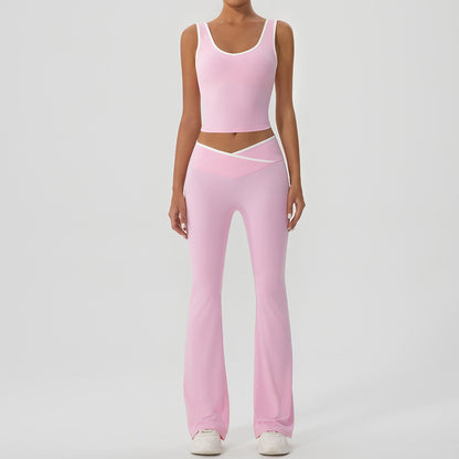 Women's Contrast Color Yoga Set with Jacket