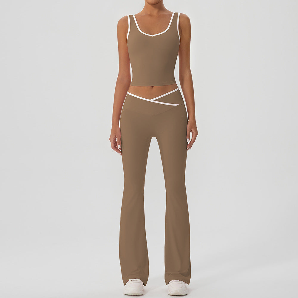 Women's Contrast Color Yoga Set with Jacket