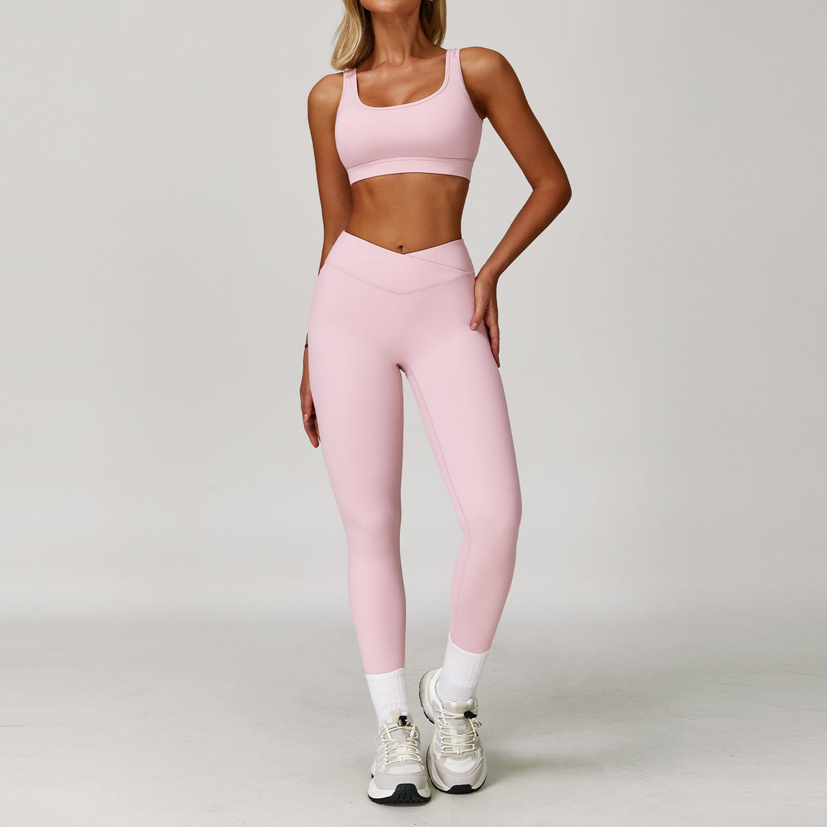 Women's Contrast Color Yoga Suit Set