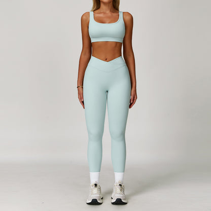 Women's Contrast Color Yoga Suit Set