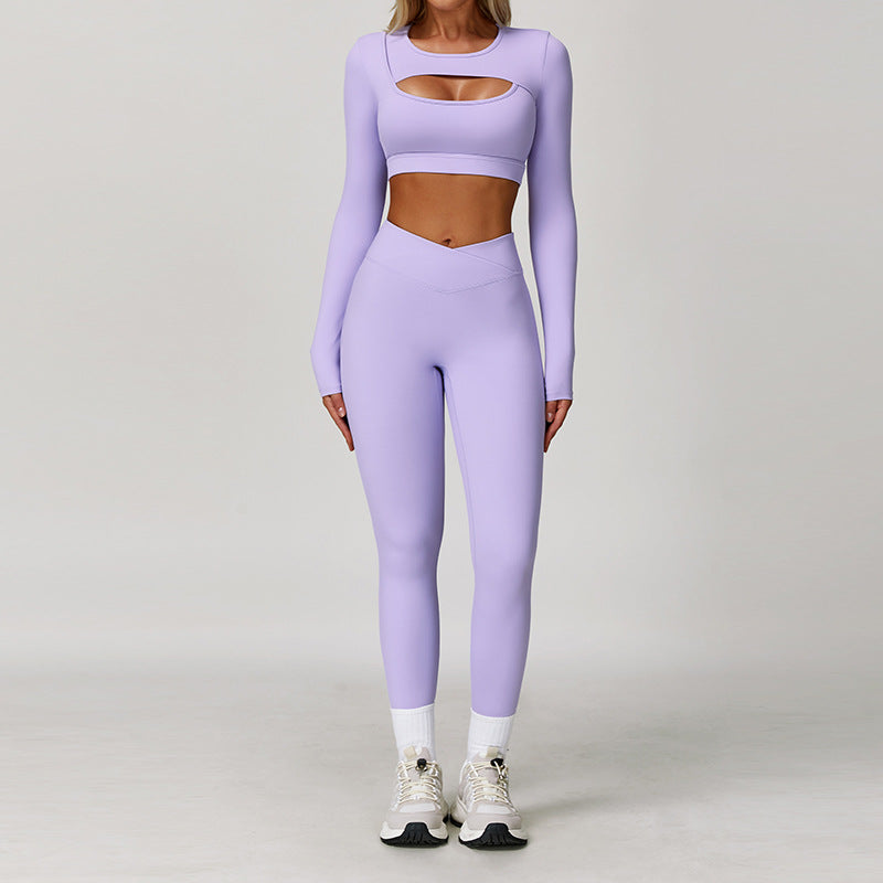 Women's Contrast Color Yoga Suit Set