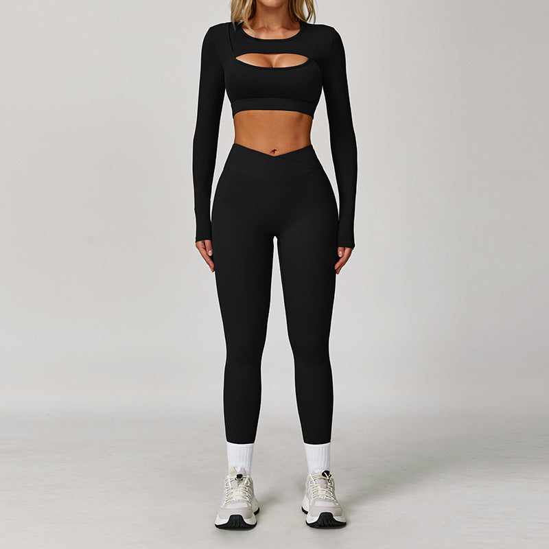Women's Contrast Color Yoga Suit Set