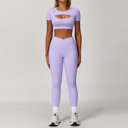 Women's Contrast Color Yoga Suit Set