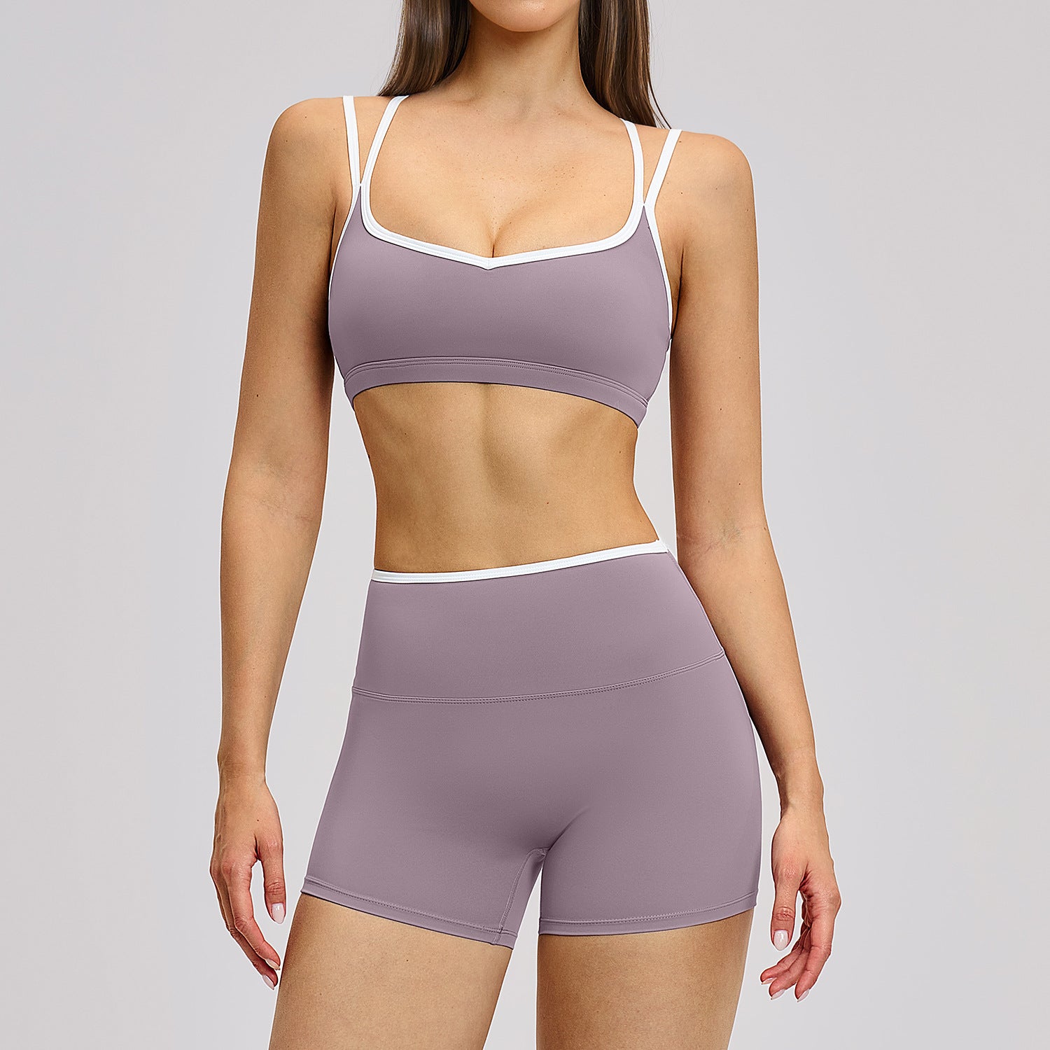 Women's Contrast Trim Yoga Fitness Outfit
