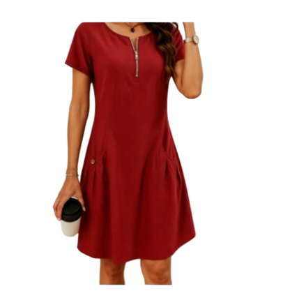 Women's Cotton Button Front A-Line Dress