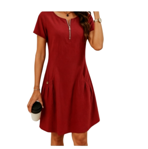 Women's Cotton Button Front A-Line Dress