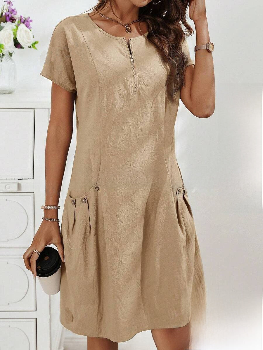 Women's Cotton Button Front A-Line Dress