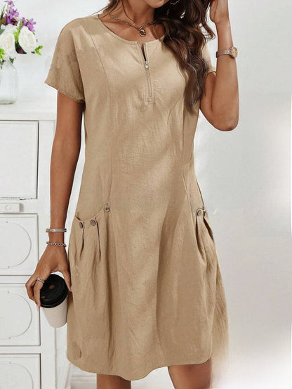 Women's Cotton Button Front A-Line Dress