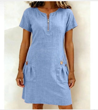 Women's Cotton Button Front A-Line Dress