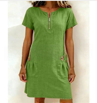 Women's Cotton Button Front A-Line Dress