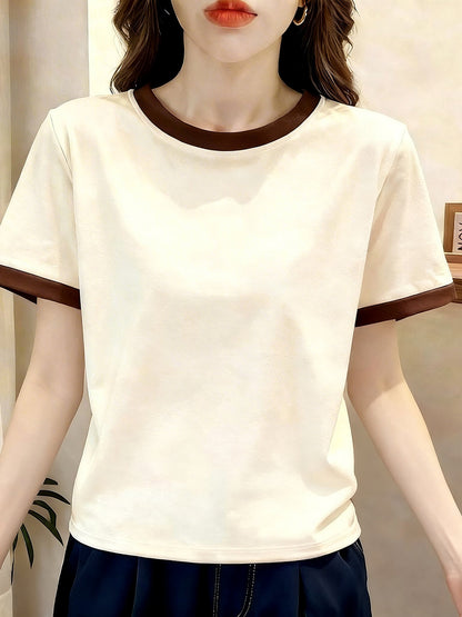 Women's Cotton Color-Block Short-Sleeve T-Shirt