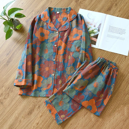 Women's Cotton Jacquard Pajama Set Long Sleeve