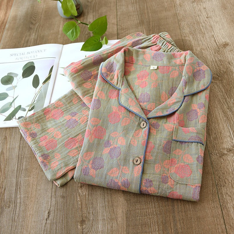 Women's Cotton Jacquard Pajama Set Long Sleeve