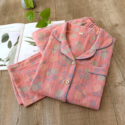 Women's Cotton Jacquard Pajama Set Long Sleeve