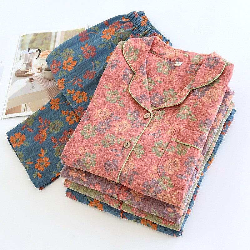 Women's Cotton Jacquard Pajama Set Long Sleeve