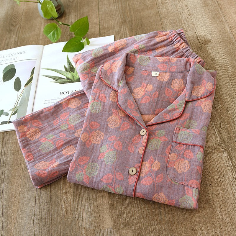 Women's Cotton Jacquard Pajama Set Long Sleeve