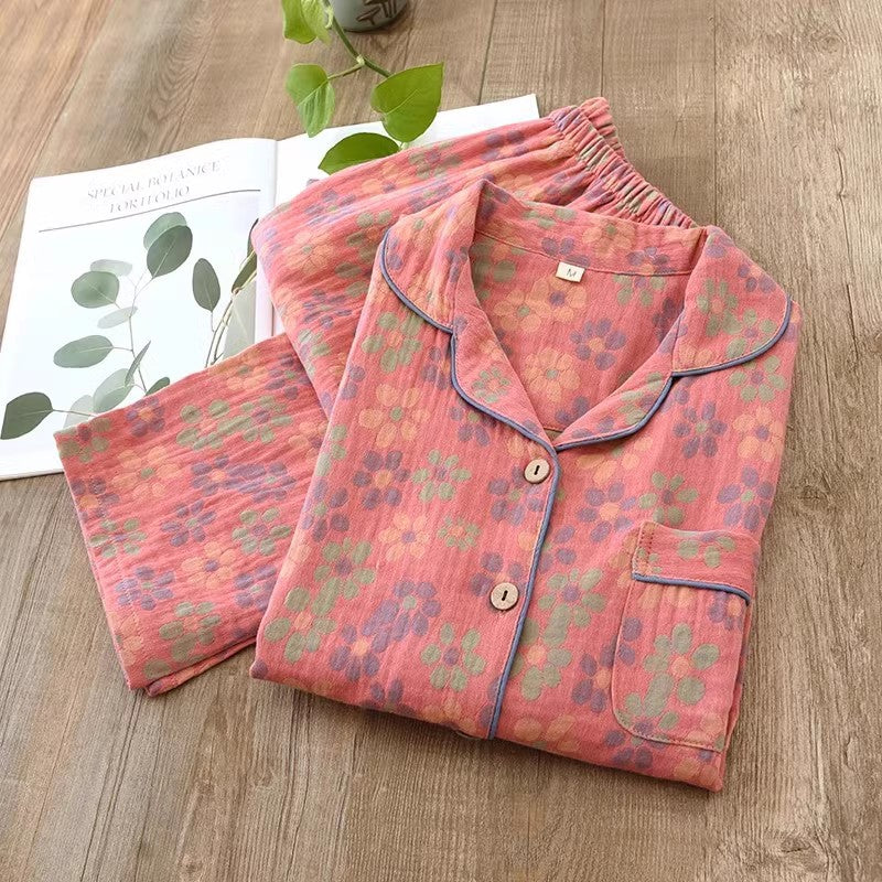 Women's Cotton Jacquard Pajama Set Long Sleeve