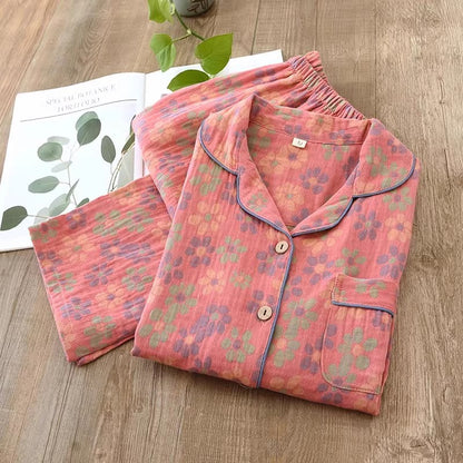 Women's Cotton Jacquard Pajama Set Long Sleeve