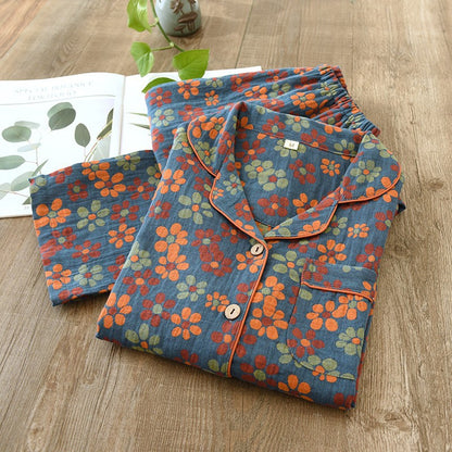 Women's Cotton Jacquard Pajama Set Long Sleeve