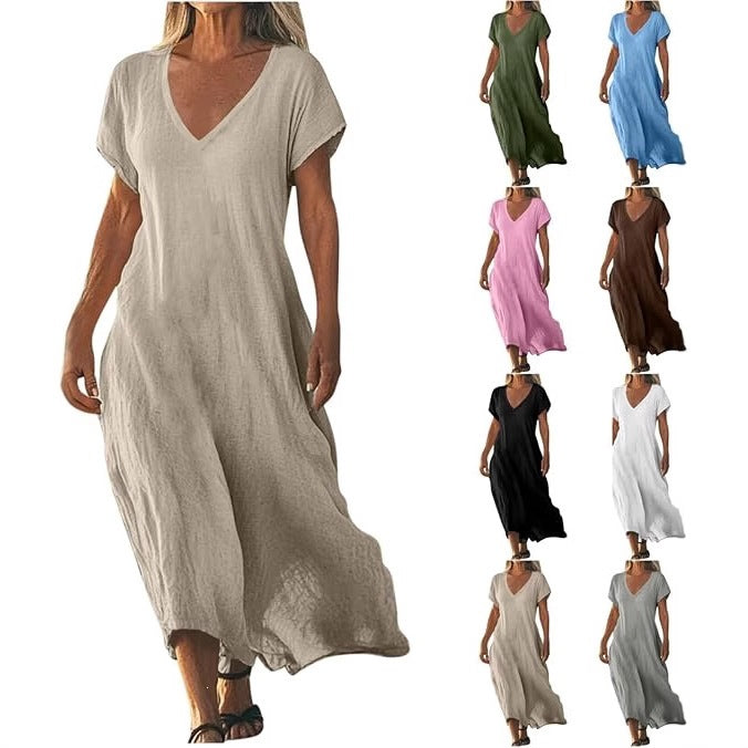 Women's Cotton Linen A-Line Dress