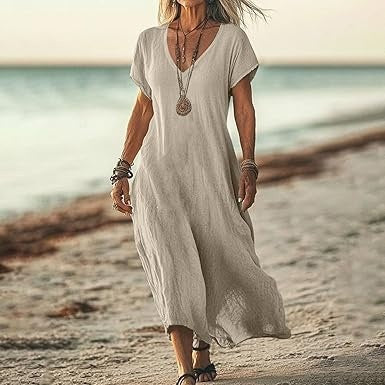 Women's Cotton Linen A-Line Dress