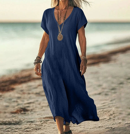 Women's Cotton Linen A-Line Dress