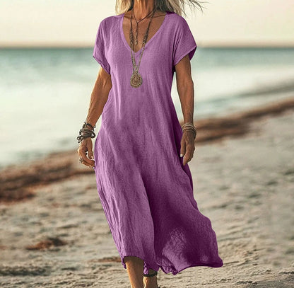 Women's Cotton Linen A-Line Dress