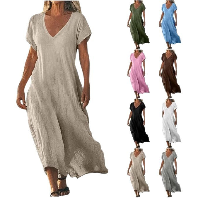 Women's Cotton Linen A-Line Dress