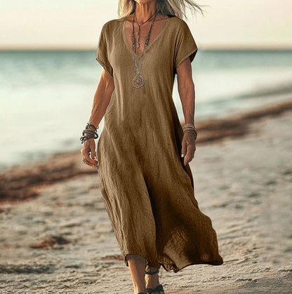 Women's Cotton Linen A-Line Dress