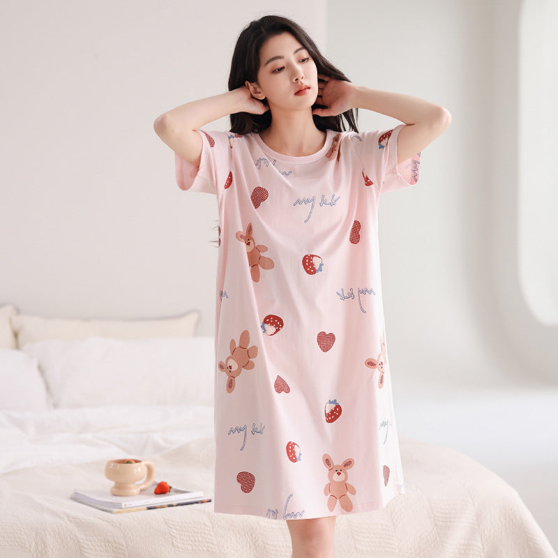 Women's Cotton Nightgown Midi Dress