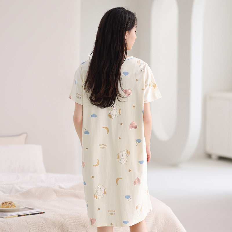 Women's Cotton Nightgown Midi Dress