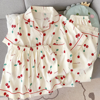 Women's Cotton Pajama Set Short Sleeve Home Wear