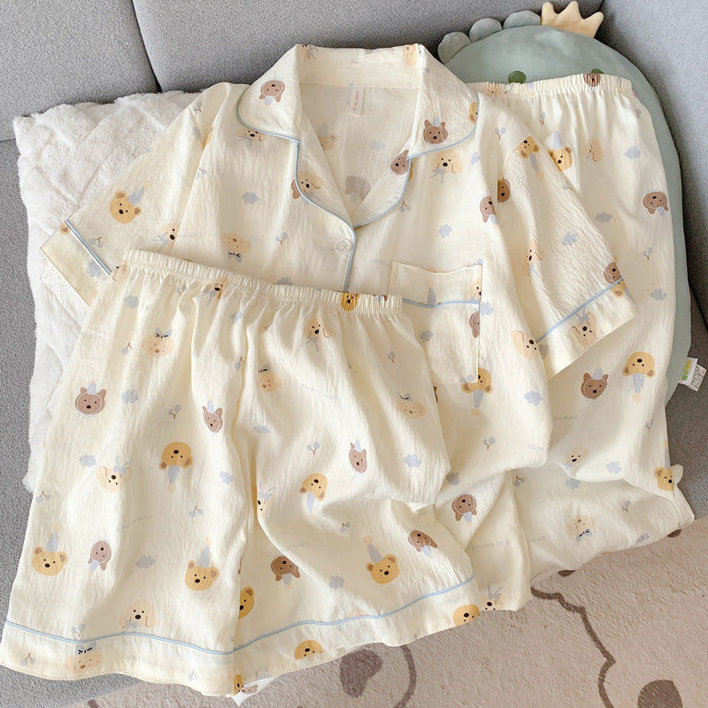 Women's Cotton Pajama Set Short Sleeve Home Wear