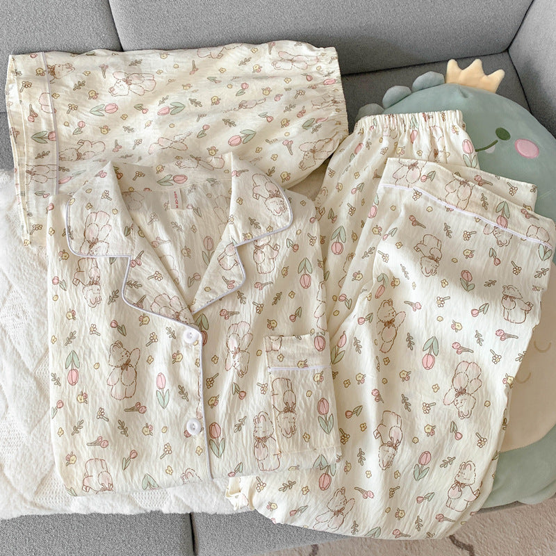 Women's Cotton Pajama Set Short Sleeve Home Wear