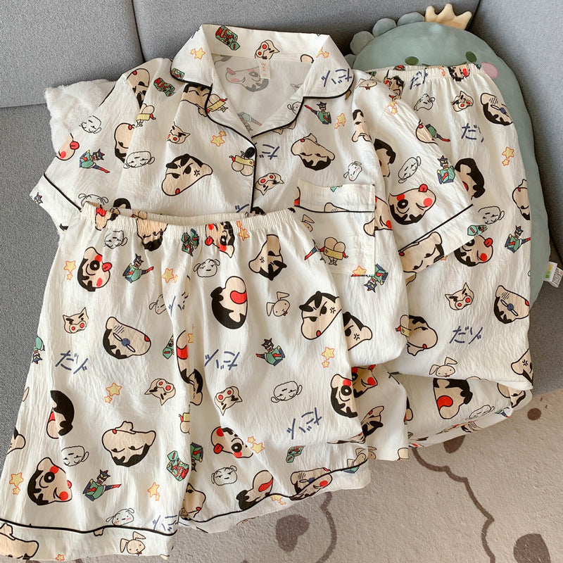 Women's Cotton Pajama Set Short Sleeve Home Wear