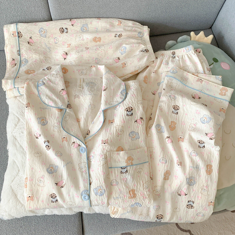 Women's Cotton Pajama Set Short Sleeve Home Wear