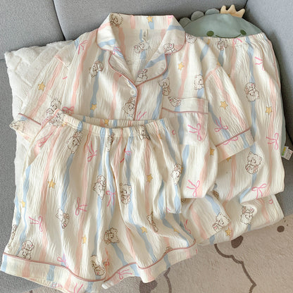 Women's Cotton Pajama Set Short Sleeve Home Wear