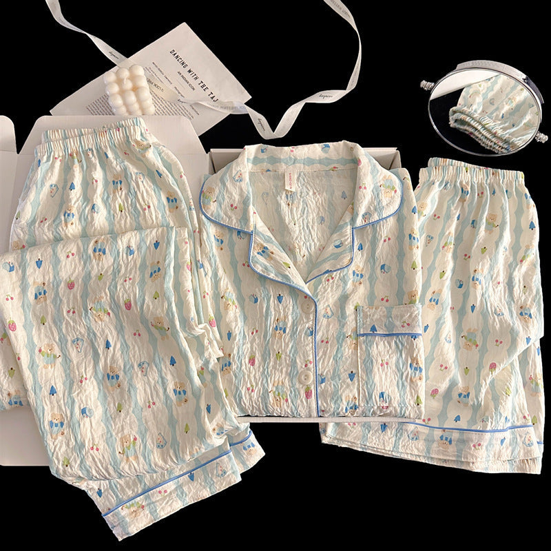 Women's Cotton Pajama Set Short Sleeve Home Wear