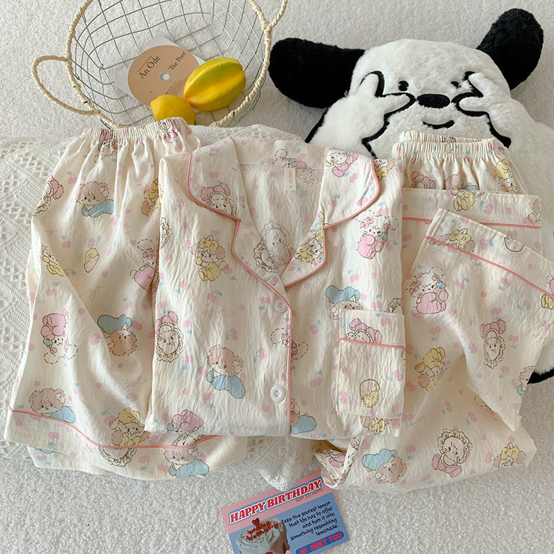 Women's Cotton Pajama Set Short Sleeve Home Wear