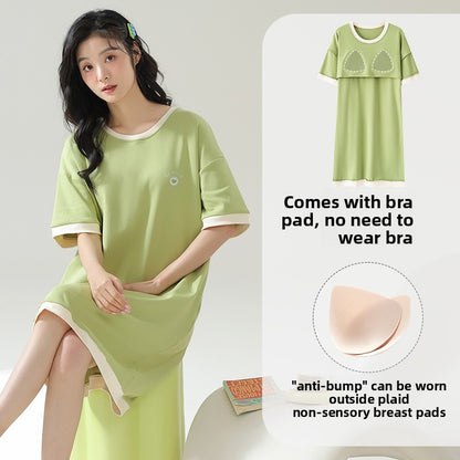 Women's Cotton Pajama Set with Chest Pad