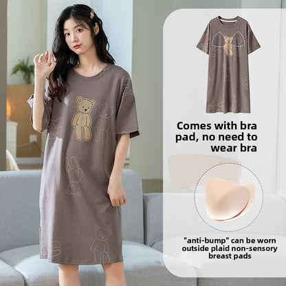 Women's Cotton Pajama Set with Chest Pad