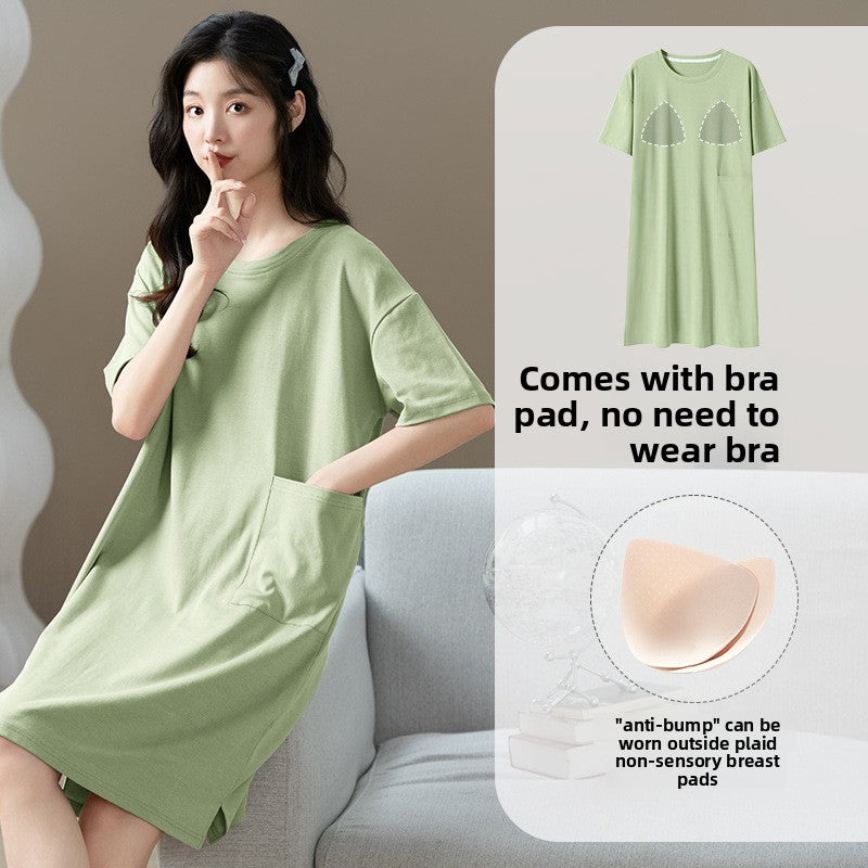 Women's Cotton Pajama Set with Chest Pad