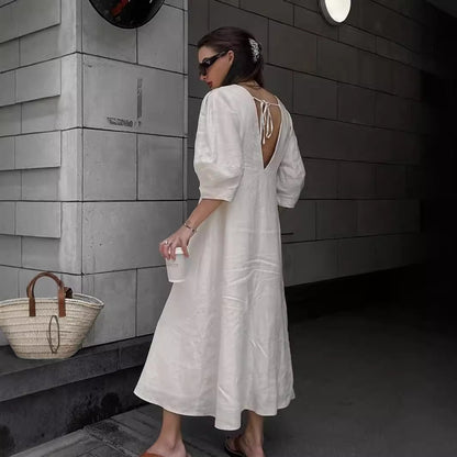 Women's Cotton Puff Sleeve Dress