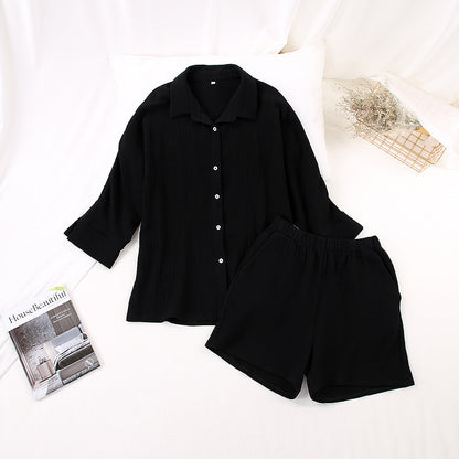 Women's Cotton Shirt and Shorts Two-Piece